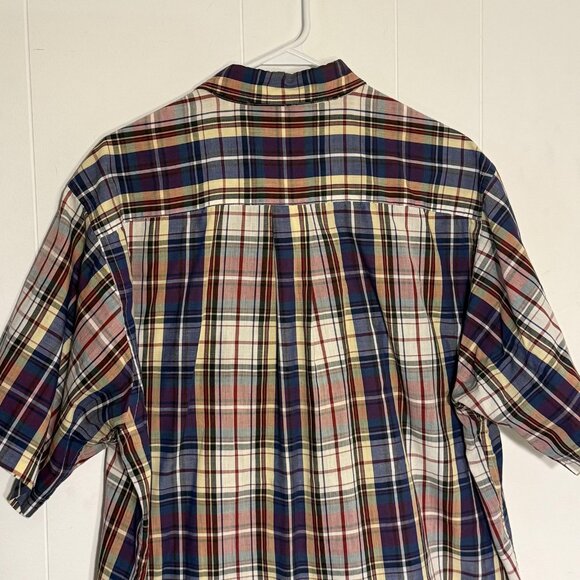 Savile Row Shirt Mens Multicolor Plaid Short Sleeve Button Front Casual - Picture 3 of 6